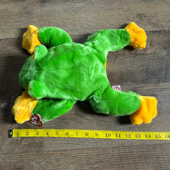 Ty Smoochy Green Yellow Frog Stuffed Animal large - Picture 5 of 10